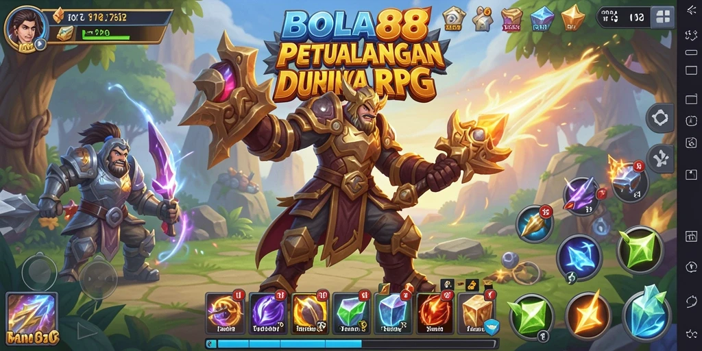 Screenshot utama BOLA88 menampilkan karakter dan aksi seru dalam dunia RPG.