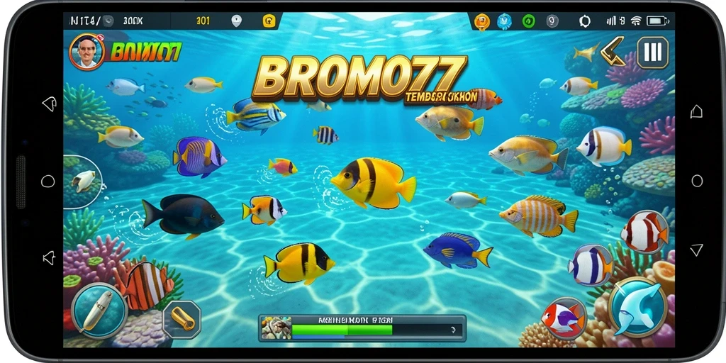 Screenshot gameplay BROMO77 yang menunjukkan aksi seru menembak ikan.