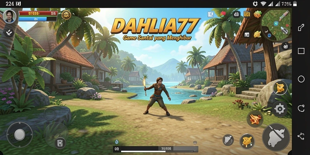 Tangkapan layar gameplay DAHLIA77 yang penuh warna dan menghibur.