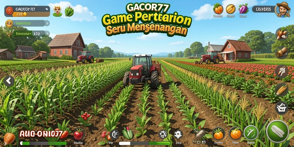 Tangkapan layar gameplay GACOR77 menampilkan petani yang sedang mengelola ladang mereka.