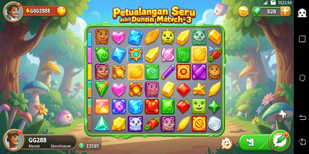 Tampilan gameplay menyenangkan dengan berbagai objek berwarna.