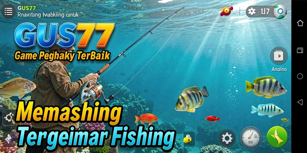 Screenshot GUS77 menampilkan momen menegangkan saat menangkap ikan besar.
