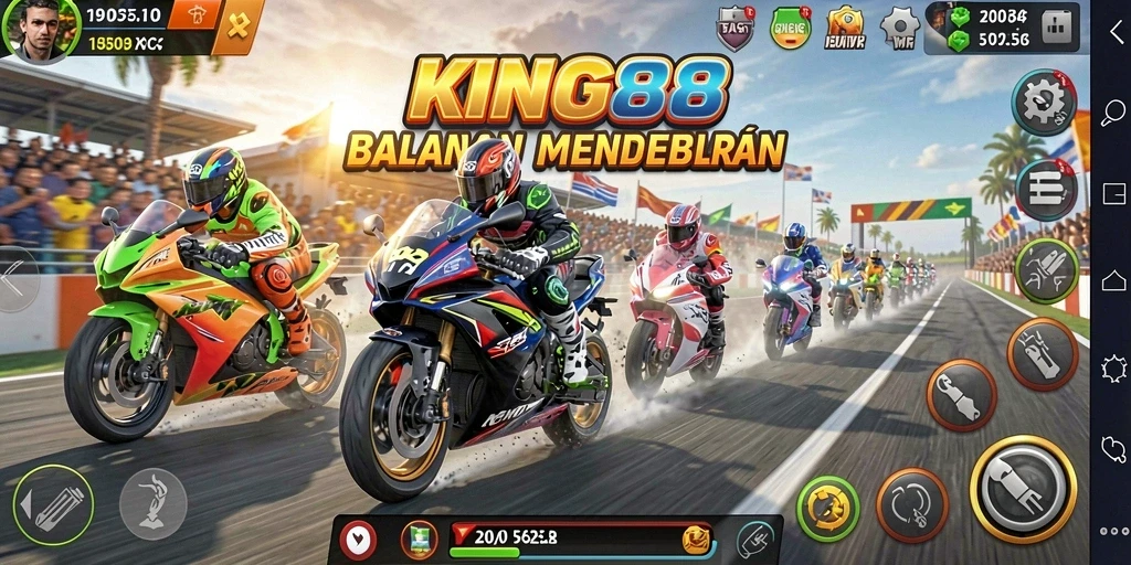 Screenshot KING88 menampilkan aksi balapan motor yang cepat dan menegangkan.