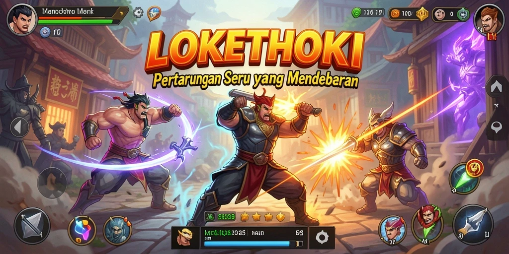 Tampilan gameplay LOKETHOKI dengan pertarungan seru.