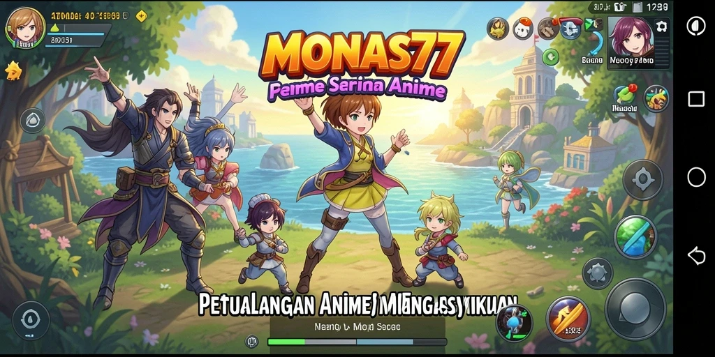 Tampilan gameplay seru dengan karakter anime menarik.