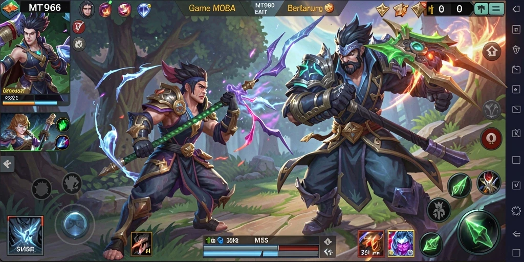 Tampilan gameplay seru dari MT966 dengan aksi MOBA mendebarkan.
