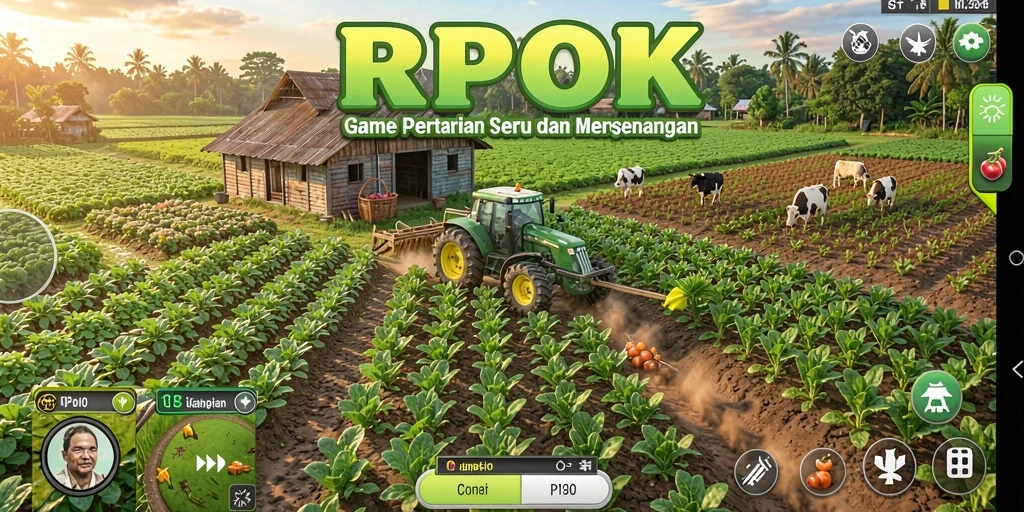 Tampilan gameplay seru dari RPOK dengan aktivitas bertani yang beragam.
