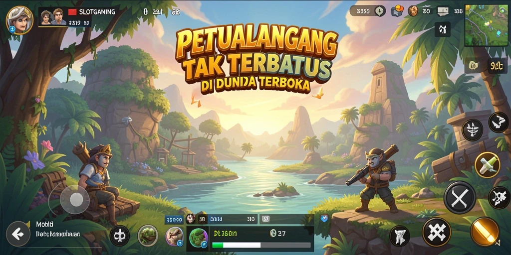 Screenshot utama SLOTGAMING menampilkan aksi seru dalam dunia terbuka.