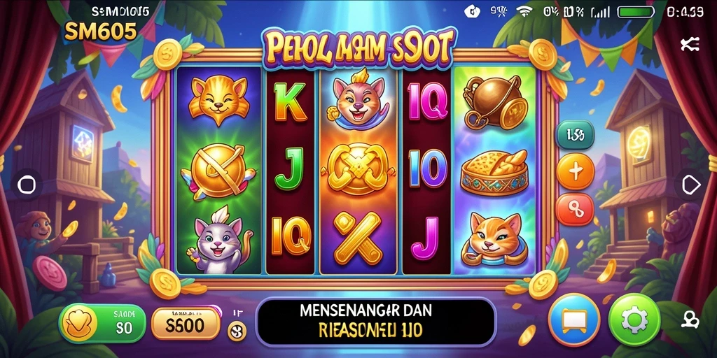 Screenshot gameplay Slot SM605 yang menampilkan mesin slot yang menarik.
