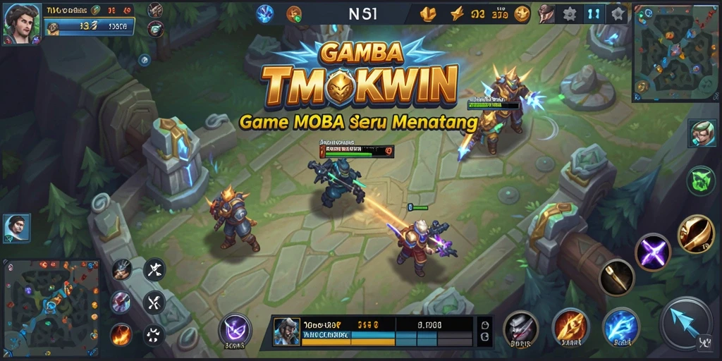 Tampilan gameplay seru dengan aksi MOBA yang mendebarkan.