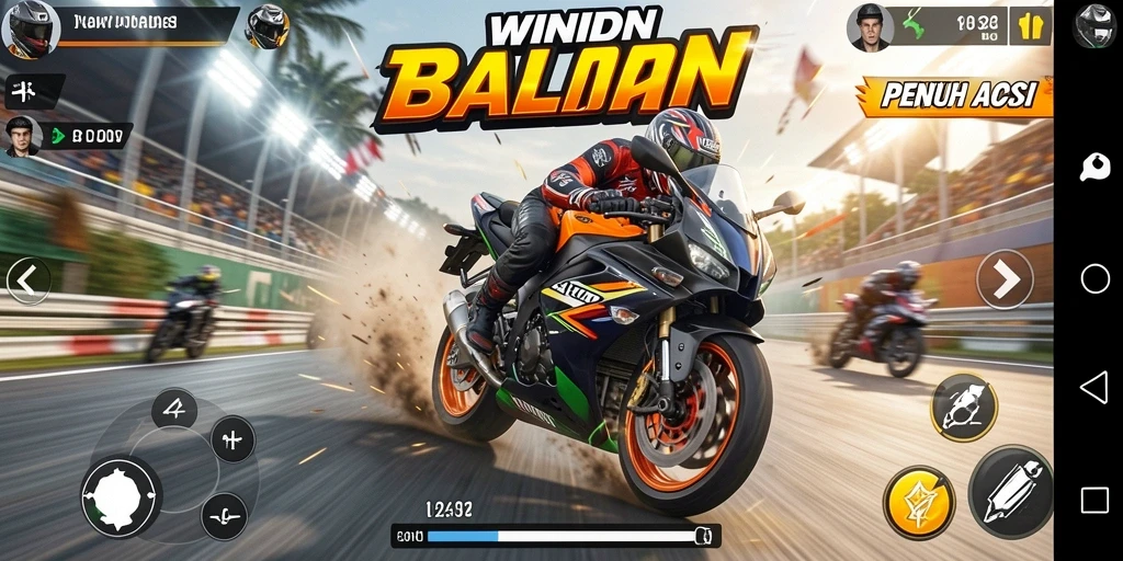 Gameplay seru WINIDN dengan kecepatan tinggi dan aksi balap motor.